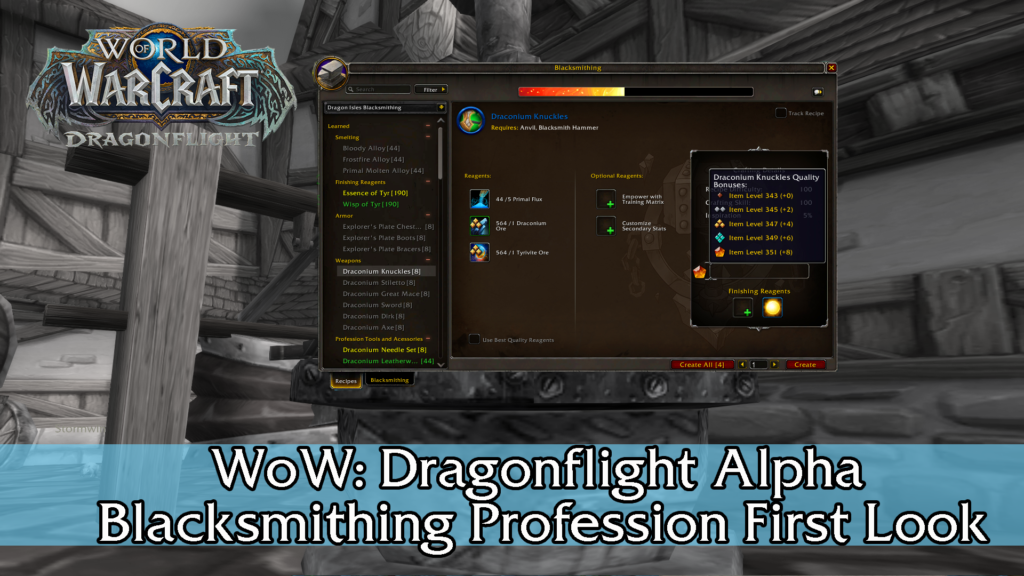 Dragonflight Alpha: First Look At The Profession System And Blacksmithing